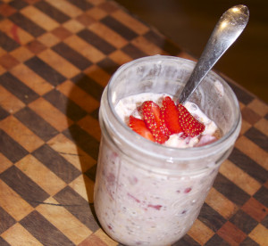 Overnight NO COOK Strawberry Oatmeal  - 1