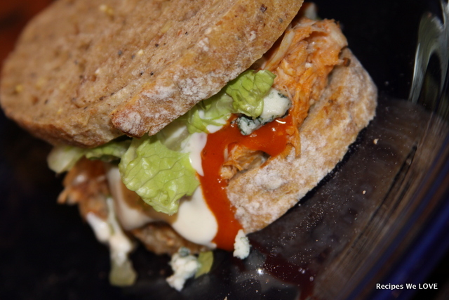 Slow Cooker Buffalo Chicken Sandwiches